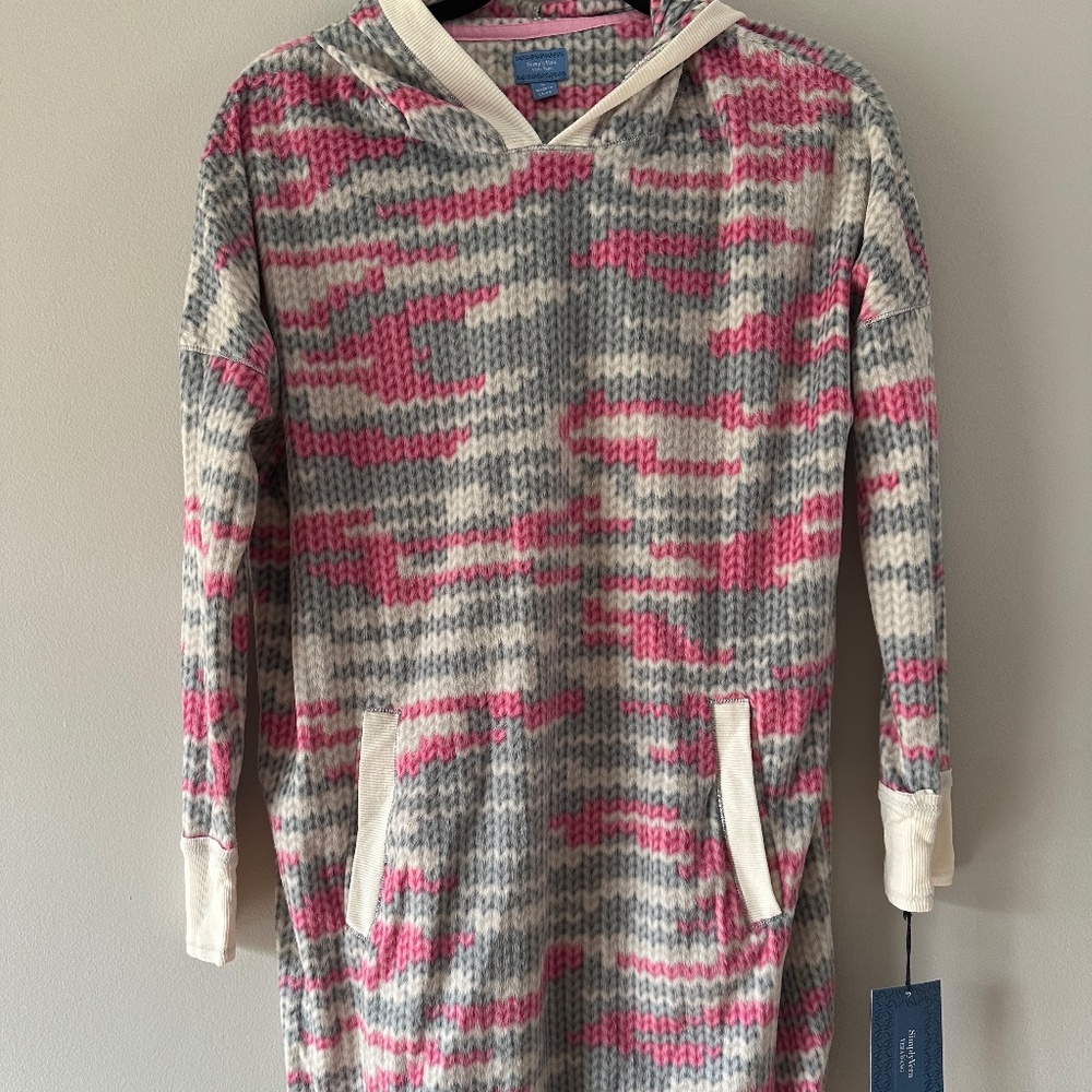 Vera Wang Pink Design Sleep Lounge Long sleeve with hood Size S